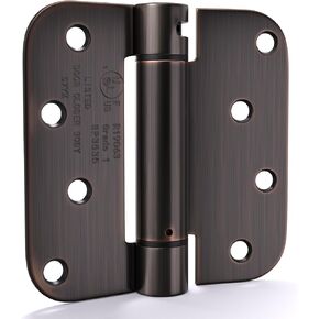 goldenwarm Pack of 2 4 inch Door Hinges Satin Nickel Self-Closing Spring Door Hinges - Heavy-Duty Spring Hinges for Interior and Exterior Doors, 5/8" Radius Corners