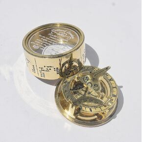 Antique Brass Sundial Compass Brass & Copper Nautical Decor Unique for Men & Home Decor Pocket Sundial