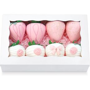40 Pack Cookie Boxes 4x4x2 Inch Bakery Boxes with window Treat Boxes Chocolate Covered Strawberries Boxes for Christmas Valentine's Mother's Day