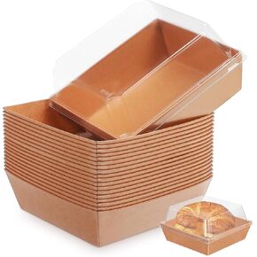 20 Pack Charcuterie Boxes with Clear Lids Square Paper Food Containers To Go Disposable Small Charcuterie Box for Cookies,Donuts,Strawberries,Party,Wedding,Outdoors(Brown)