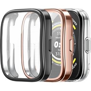 Fintie 3 Packs Screen Protector Case Compatible with Amazfit Bip 5, Soft TPU Plated Bumper Full Protective Cover Cases [Scratch-Proof], Clear*3
