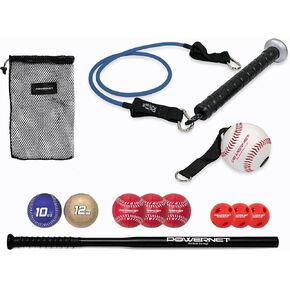 PowerNet German Marquez Offense and Defense Bundle, Includes Resistance Band, 3 Different Grips, 2 Weighted Baseballs, 3 Foam Tech Utility Training Balls and Bat Accelerator with 3 Micro Crushers