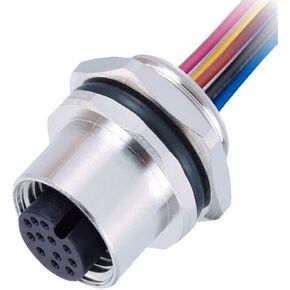M12 Assembly Cable Screw Mounting M16 Thread with Wire AWG26 1M Shield (A Code 12 Pin Female Back Mount)