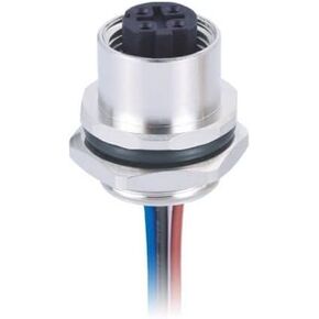 M12 Assembly Cable Screw Mounting M16 Thread with Wire AWG26 1M Shield (A Code 12 Pin Female Back Mount)