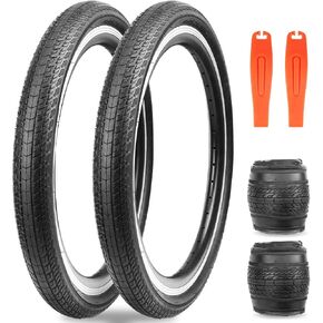 MEGHNA Bike Tire 20/24/26 x 1.75 inch Mountain Bike Tire with Bike Tire Lever Foldable Tire Replacement for Mountain Bike BMX Freestyle Kids Bike Folding Bike Cruiser Bike