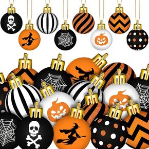 Libima 40 Pcs 1.18 Inch Halloween Tree Ornaments Plastic Hanging Ball Ornaments Bat Web Halloween Tree Decorations Small Halloween Tree Balls for Home Office Holiday Party Decorations (Skull)