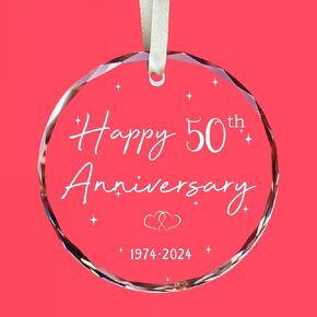 50th Anniversary Wedding Gifts for Couple, Glass Ornament Marriage Gift, Keepsake Decoration Gift for Couple Parent Women Mom Husband Wife