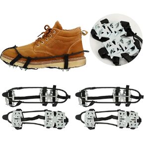 2 Pairs Non Slip Gripper Spikes Ice Cleats Traction Snow Grips Snow Shoe Spikes Ice Cleats for Shoes and Boots with 24 Steel Studs Crampons