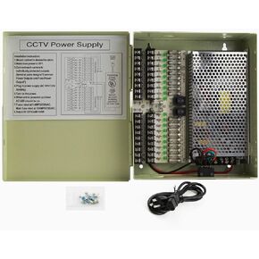 18 Outputs 30 Amp 12V DC PTC CCTV Distributed Switching Power Supply Box for Security Camera w/Key, UL Listed