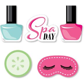 Big Dot of Happiness Spa Day - DIY Shaped Girls Makeup Party Cut-Outs - 24 Count