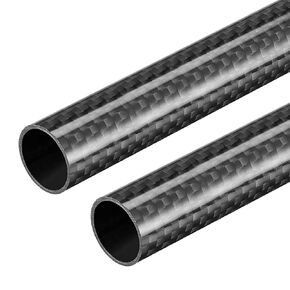 DMiotech 2 Pack 16mmx14mmx500mm Carbon Fiber Round Tubes, 3K Roll Wrapped Glossy Carbon Tube for RC Quadcopter, RC Airplane