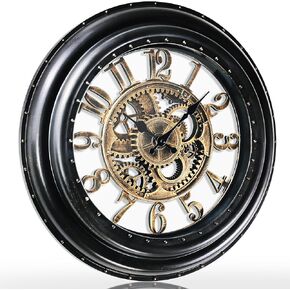 AYRELY® 24IN Large Decorative Wall Clock - Oversized 3D Steampunk Roman Numeral Big Wall Clock, Vintage Industrial Steampunk Large Wall Clock for Living Room Décor