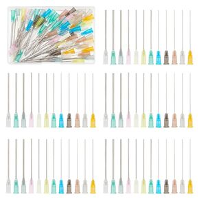 FINGERINSPIRE 72Pcs Blunt Tip Dispensing Needle with Luer Lock 67.5mm/2.7Inch 12 Styles Stainless Steel Syringe Needle Industrial Liquid Dispenser Needle for Adhesive Glue Dispensing(14~27G)