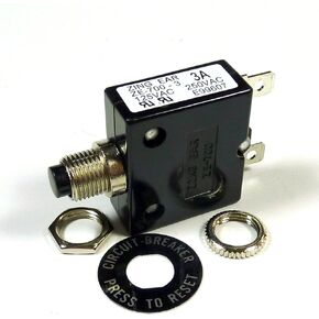 Philmore 3 Amp Push Button Manual Reset Thermal Circuit Breaker 50V DC, 250V AC