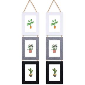 Lavezee 4x6 Collage Triple Picture Frames Set, 6 Opening Hanging Vertical Frame Made to Display 4 by 6 Inch Photo Print for Wall Decor, 3 Colors