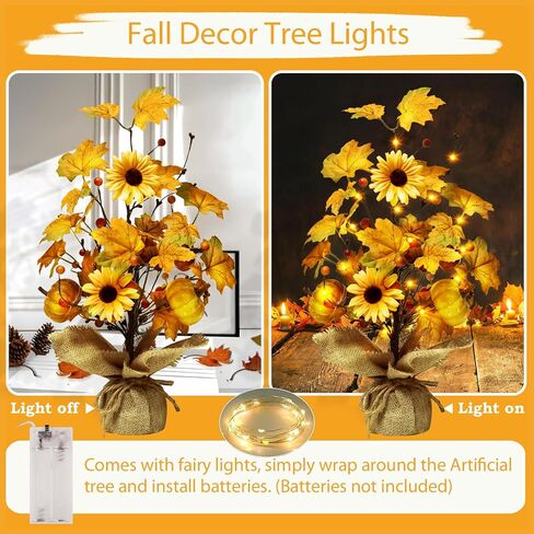 XURISEN Halloween Decorations Indoor,18 Inch 20LED Halloween Tree Lights Tabletop Decor for Bedroom, Pumpkin Artificial Tree for Halloween Fall Home Party Room Decor in Saudi Arabia