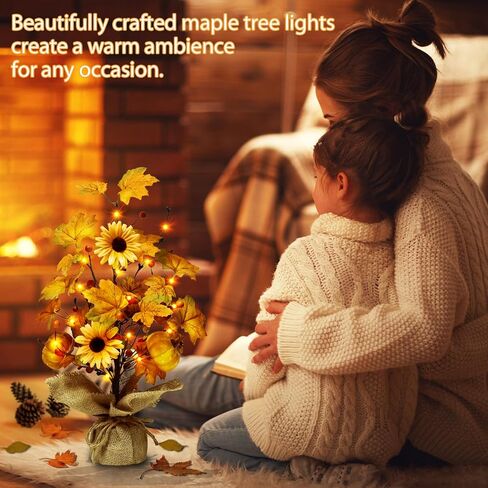 XURISEN Halloween Decorations Indoor,18 Inch 20LED Halloween Tree Lights Tabletop Decor for Bedroom, Pumpkin Artificial Tree for Halloween Fall Home Party Room Decor in Saudi Arabia