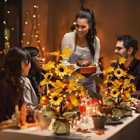 XURISEN Halloween Decorations Indoor,18 Inch 20LED Halloween Tree Lights Tabletop Decor for Bedroom, Pumpkin Artificial Tree for Halloween Fall Home Party Room Decor in Saudi Arabia