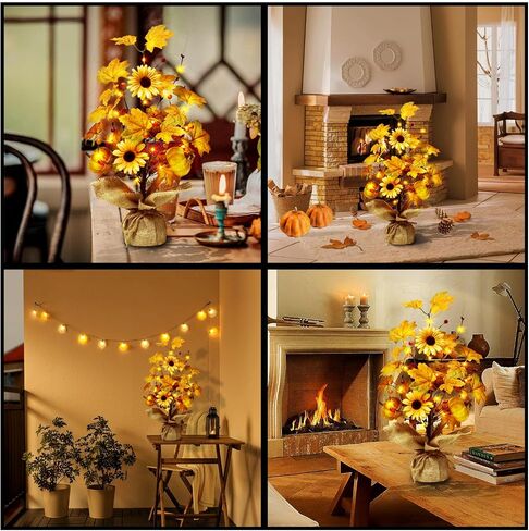 XURISEN Halloween Decorations Indoor,18 Inch 20LED Halloween Tree Lights Tabletop Decor for Bedroom, Pumpkin Artificial Tree for Halloween Fall Home Party Room Decor in Saudi Arabia