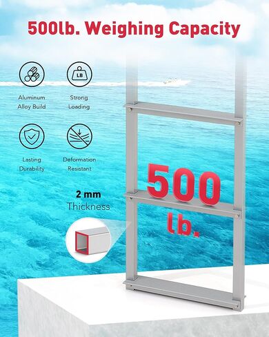 سلم حبل القارب من CO-Z، سلم القارب بقوة 440 رطل، خط بوليستر مقوى، سلم قارب عائم للقارب القابل للنفخ، قوارب الكاياك، القوارب البخارية، التجديف (3 خطوات) in Kuwait