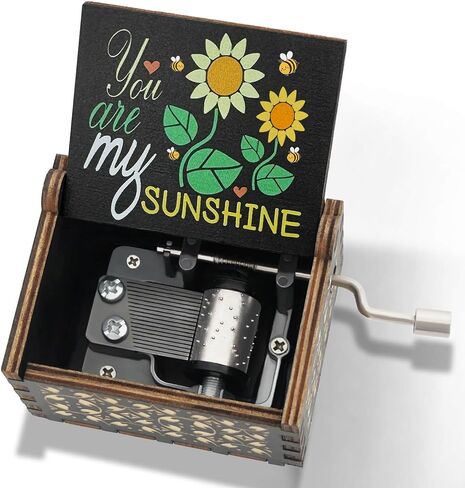 You are My Sunshine Music Box لطيف كرنك اليد خمر الخشب صناديق الموسيقى المنقوشة، الهدايا الموسيقية للزوجة الأم صديقها صديقة عيد ميلاد عيد الميلاد الذكرى السنوية لعيد الحب عيد الأم in Saudi Arabia