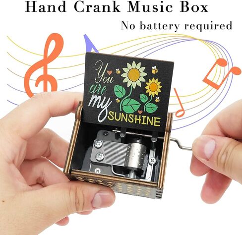 You are My Sunshine Music Box لطيف كرنك اليد خمر الخشب صناديق الموسيقى المنقوشة، الهدايا الموسيقية للزوجة الأم صديقها صديقة عيد ميلاد عيد الميلاد الذكرى السنوية لعيد الحب عيد الأم in Saudi Arabia