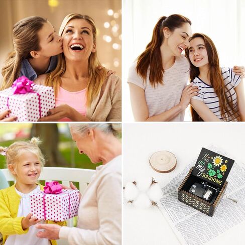 You are My Sunshine Music Box لطيف كرنك اليد خمر الخشب صناديق الموسيقى المنقوشة، الهدايا الموسيقية للزوجة الأم صديقها صديقة عيد ميلاد عيد الميلاد الذكرى السنوية لعيد الحب عيد الأم in Saudi Arabia