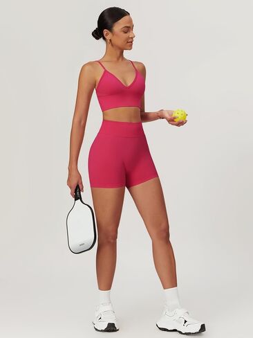 ABOCIW Womens Seamless Workout Sets Deep V Neck Sports Bra Scrunch Butt Lifting Gym Impact Shorts 2 Piece Outfits in Saudi Arabia