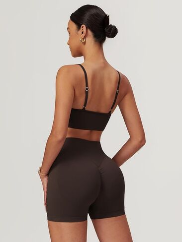 ABOCIW Womens Seamless Workout Sets Deep V Neck Sports Bra Scrunch Butt Lifting Gym Impact Shorts 2 Piece Outfits in Kuwait