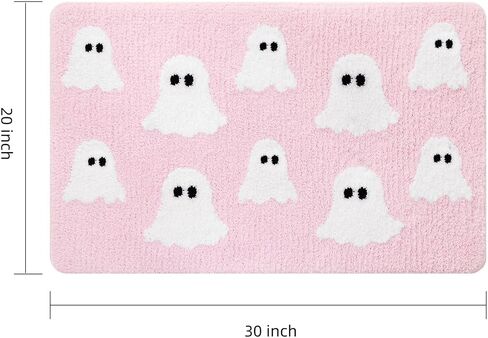 TRUEDAYS Halloween Spooky Ghosts Bath Mat Cute Home Decor Pink Bathroom Rugs for Bathroom Non Slip, Spooky Shower Rug for Bathroom, Bedroom, Living Home in Kuwait