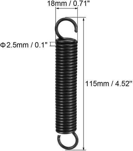 uxcell Extension Spring - 2.5mm Wire Dia, 18mm OD, 180mm Free Length Spring Steel Small Dual Hook Tension Spring 2pcs in Saudi Arabia