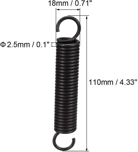 uxcell Extension Spring - 2.5mm Wire Dia, 18mm OD, 180mm Free Length Spring Steel Small Dual Hook Tension Spring 2pcs in Saudi Arabia