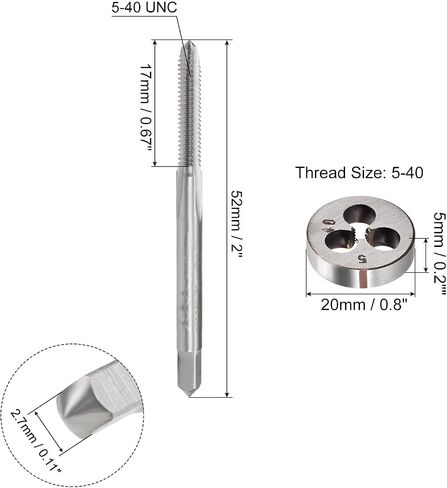 uxcell 5-40 Round Dies Machine Thread Threading Dies 0.8" OD 2pcs, Machine Tap 5-40 UNC Thread 2B Class 3 Flutes High Speed Steel 2pcs in Saudi Arabia