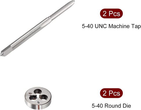 uxcell 5-40 Round Dies Machine Thread Threading Dies 0.8" OD 2pcs, Machine Tap 5-40 UNC Thread 2B Class 3 Flutes High Speed Steel 2pcs in Saudi Arabia