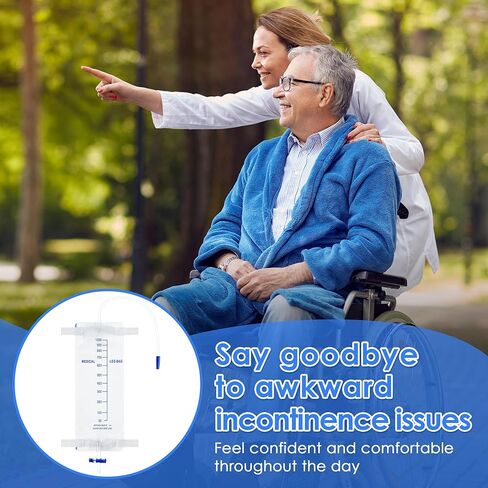 5 عبوات من أكياس الساق سعة 1000 مل، حقيبة تصريف بولية مع أشرطة قماشية، حقيبة تجميع البول مع صمام مضاد للارتجاع، أكياس بول لقسطرة الساق مع أنبوب سيليكون مقاس 14 بوصة، حقيبة ساق بولية للرجال والنساء in Kuwait