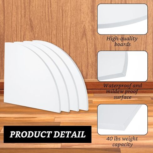 4 Pcs Floating Corner Shelf with Mounting Accessories, Wooden White Round Corner Wall Shelves, Wall Mounted Corner Storage Shelf for Bathroom, Bedroom, Living Room in Saudi Arabia