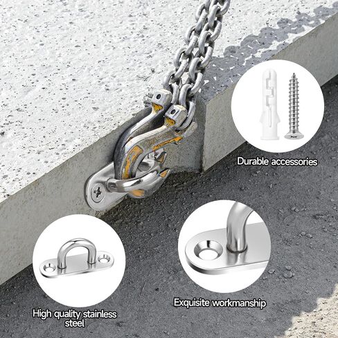 4 Pack Ceiling Pad Eye Plate U Hooks, Marine Hardware Staple Hooks Loop, Stainless Steel Wall Mount Metal Staple Ring Hooks, Silver (with 8 Screws 8 Plastic Expansion Tubes) in Saudi Arabia