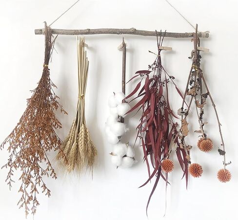 Natural Dried Flower Wall Hanging Decor, Dried Wheat for Harvest Fall Decoration, Orange Dried Echinops Thistle Flower Bouquet for Boho Farmhouse Decor, Cotton in Saudi Arabia