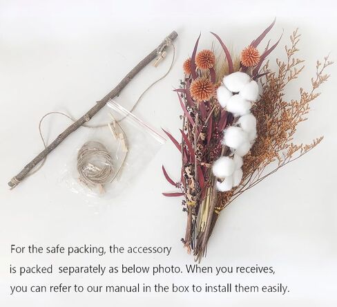 Natural Dried Flower Wall Hanging Decor, Dried Wheat for Harvest Fall Decoration, Orange Dried Echinops Thistle Flower Bouquet for Boho Farmhouse Decor, Cotton in Saudi Arabia