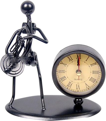 Classic Vintage Old Fashion Iron Art Musician Clock Figure Ornament for Home Office Desk Decoration Gift (C66 Trombone) in Saudi Arabia