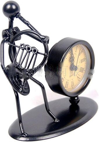 Classic Vintage Old Fashion Iron Art Musician Clock Figure Ornament for Home Office Desk Decoration Gift (C66 Trombone) in Saudi Arabia