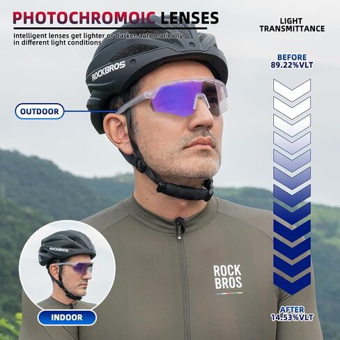 ROCKBROS Photochromic Cycling Glasses for Men Running Glasses for Women Mountain Bike Sunglasses in Saudi Arabia