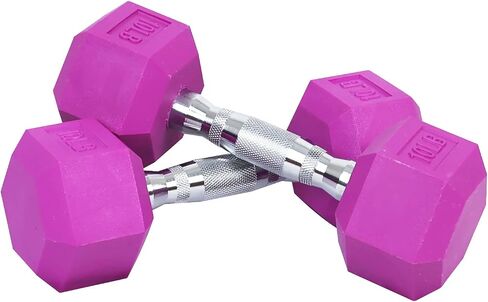 Signature Fitness Colored Rubber Coated Hex Dumbbell Weight Set,Multiple Packages in Saudi Arabia
