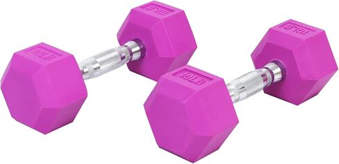 Signature Fitness Colored Rubber Coated Hex Dumbbell Weight Set,Multiple Packages in Saudi Arabia