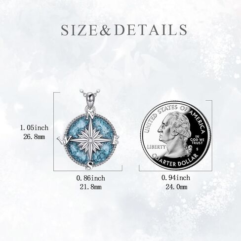 POPLYKE Sterling Silver Compass Pendant Necklace with Created Opal/Abalone shell,Inspirational Necklace for Women Men in Saudi Arabia