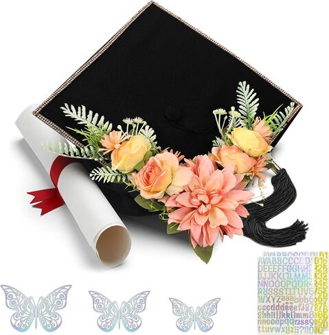 قبعة تخرج سوداء على شكل زهرة - قبعات تخرج على شكل زهرة لتزيين قبعة التخرج في المدرسة الثانوية والكلية in Kuwait