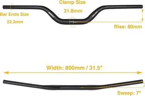 دراجة ساتوري للرحلات والرحلات في المدينة بالكامل، دراجة من سبائك الألومنيوم، مقود مسطح للخلف 31.8 × 800 ملم - ارتفاع 80 ملم - اكتساح 7 درجات in Kuwait