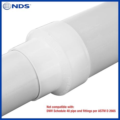 NDS 4P07 PVC S&D زيادة/مخفض اقتران، 3 بوصة × 4 بوصة، لوصلات Hub X Hub Solvent-Weld، للاستخدام مع أنابيب الصرف الصحي والصرف الصحي 3 بوصة و4 بوصة، أبيض in Kuwait