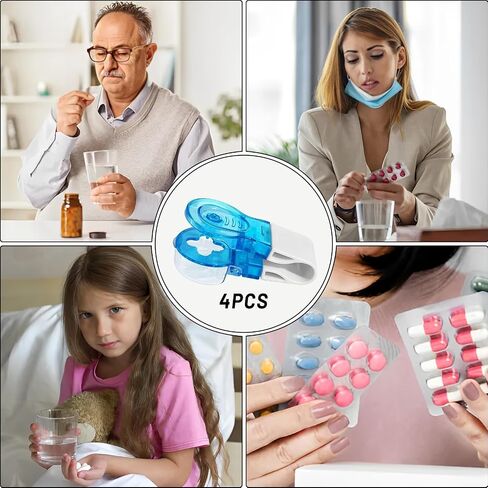4 قطع موزع أقراص محمول، موزع أقراص محمول وموزع حبوب الدواء، للمنزل والسفر في الهواء الطلق بدون تلامس ودافع حبوب الدواء وسهل الحمل... in Saudi Arabia