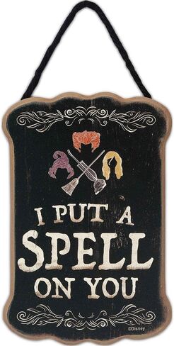العلامات التجارية المفتوحة على الطريق Disney Hocus Pocus I Put a Spell On You معلقة ديكور حائط خشبي - علامة أخوات ساندرسون المخيفة لتزيين الهالوين in Kuwait